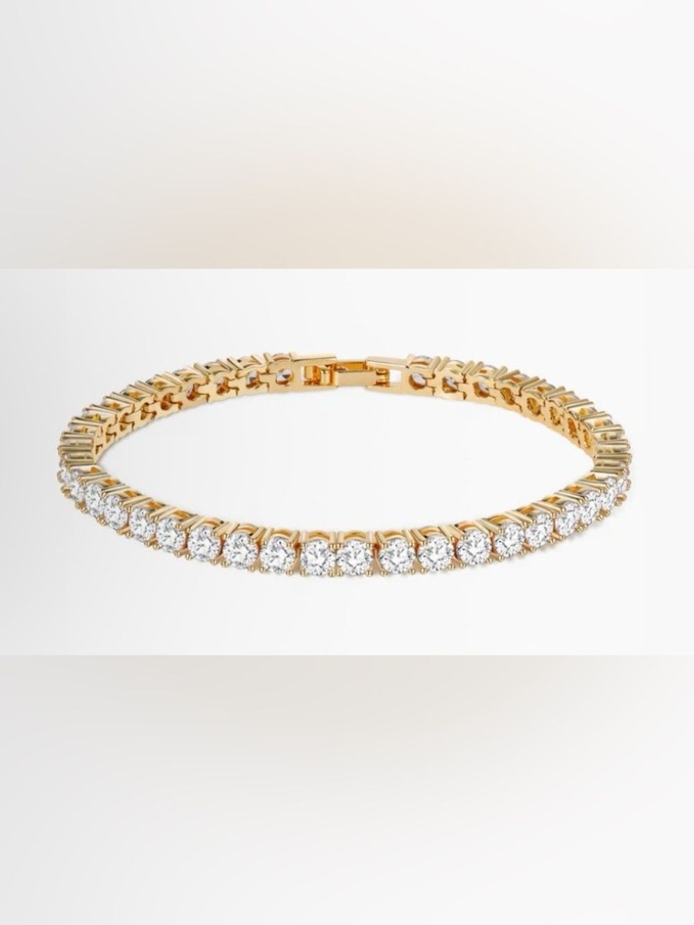 4MM Round Bezel Set CZ Tennis Bracelet in Gold Plating  6 Inches In Length - Picture 2 of 4